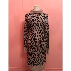 Yet Again Leopard Print Sweater Dress